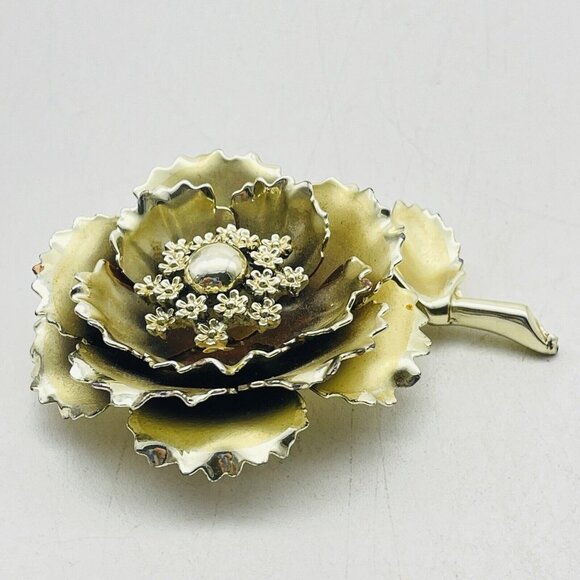 Blooming Flower Pin Gold Tone Nature Garden Trees Flowers Floral Classic - Picture 4 of 6